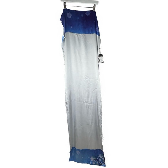 SHENG TANG PEONY 100% Silk Wrap/Shaw Convertible 20x70 Blue, Ivory, New w/tags - Picture 3 of 13